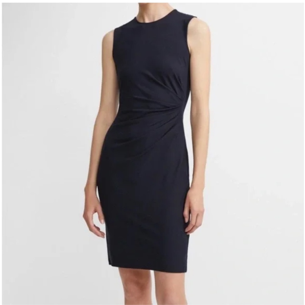 Theory Jorainna sheath dress in stretchy, lightweight fabric in navy
